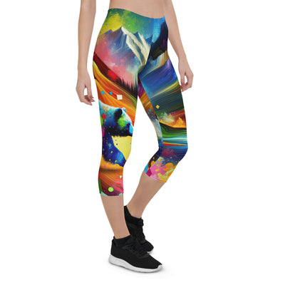 Neonfarbener Alpen Bär in abstrakten geometrischen Formen - Capri Leggings (All-Over Print) camping xxx yyy zzz