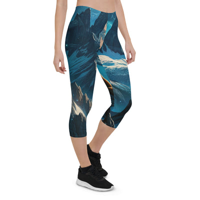 Fuchs in Alpennacht: Digitale Kunst der eisigen Berge im Mondlicht - Capri Leggings (All-Over Print) camping xxx yyy zzz