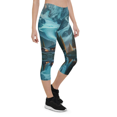 Stille Alpenmajestätik: Digitale Kunst mit Schnee und Bergsee-Spiegelung - Capri Leggings (All-Over Print) berge xxx yyy zzz