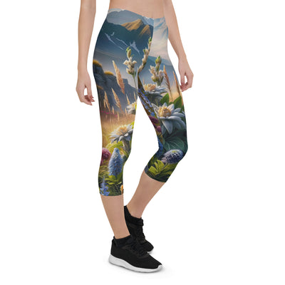 Alpine Flora: Digitales Kunstwerk mit lebendigen Blumen - Capri Leggings (All-Over Print) berge xxx yyy zzz