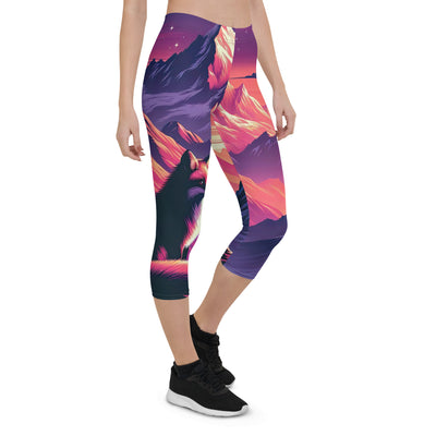 Fuchs im dramatischen Sonnenuntergang: Digitale Bergillustration in Abendfarben - Capri Leggings (All-Over Print) camping xxx yyy zzz