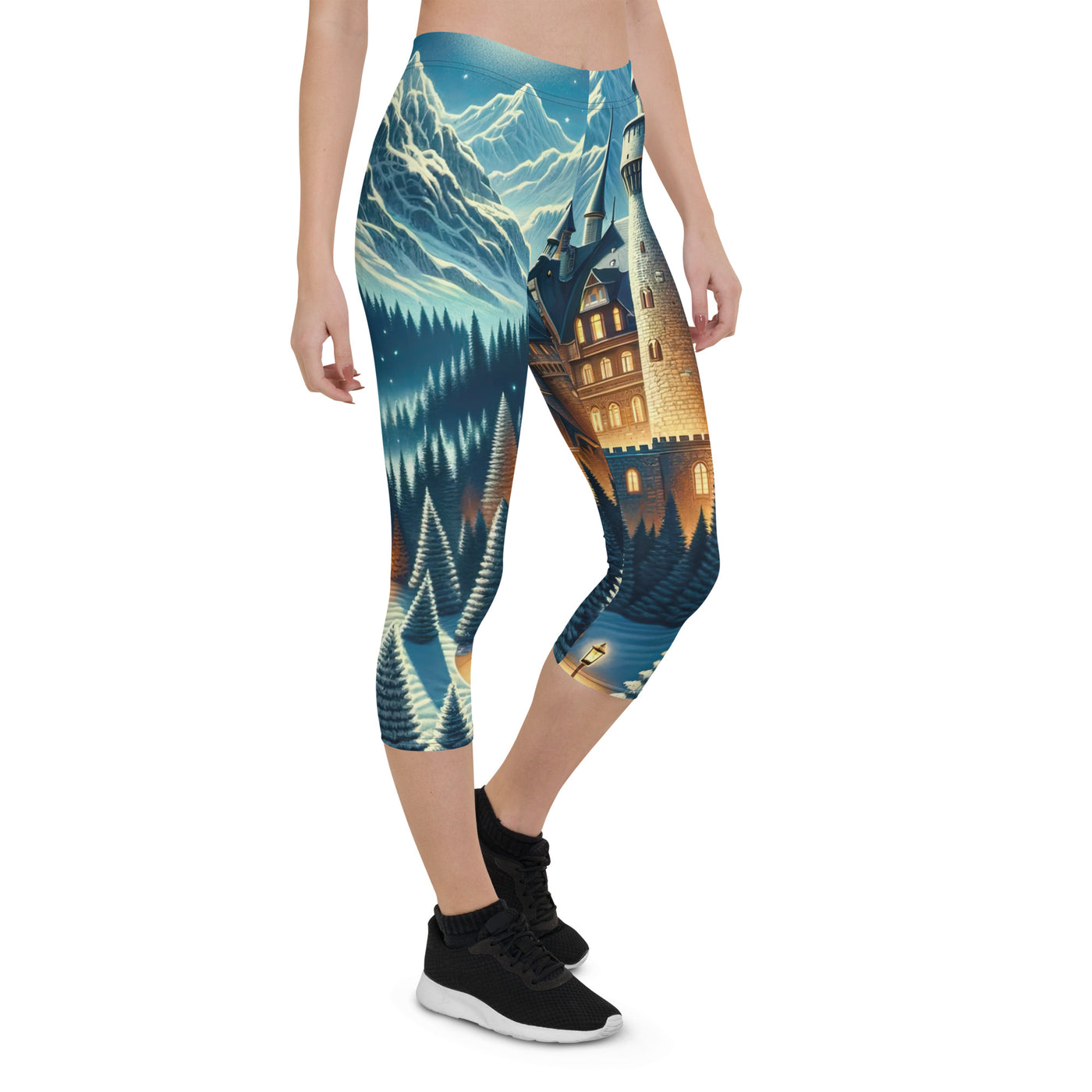 Mondhelle Schlossnacht in den Alpen, sternenklarer Himmel - Capri Leggings (All-Over Print) berge xxx yyy zzz