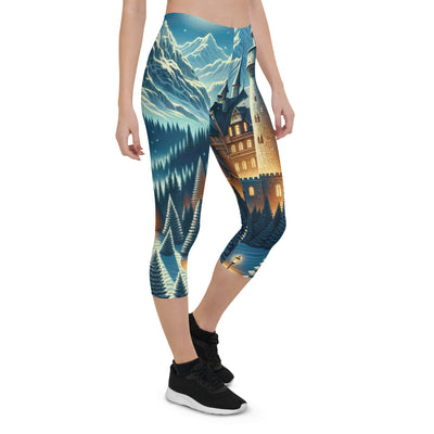 Mondhelle Schlossnacht in den Alpen, sternenklarer Himmel - Capri Leggings (All-Over Print) berge xxx yyy zzz