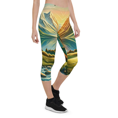 Zelt im Alpenmorgen mit goldenem Licht, Schneebergen und unberührten Seen - Capri Leggings (All-Over Print) berge xxx yyy zzz