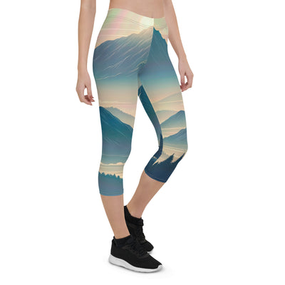 Bergszene bei Morgendämmerung, erste Sonnenstrahlen auf Bergrücken - Capri Leggings (All-Over Print) berge xxx yyy zzz