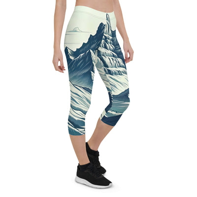 Ausgedehnte Bergkette mit dominierendem Gipfel und wehender Schweizer Flagge - Capri Leggings (All-Over Print) berge xxx yyy zzz