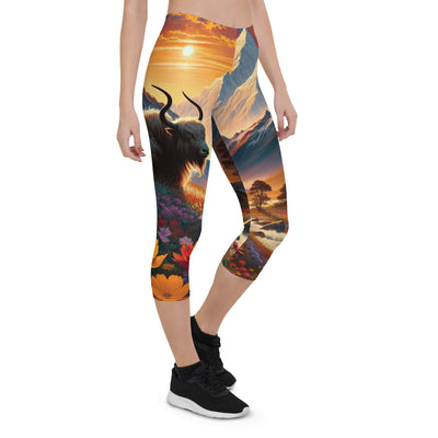 Magischer Alpenabend mit Hochlandkuh und goldener Sonnenkulisse - Capri Leggings (All-Over Print) berge xxx yyy zzz