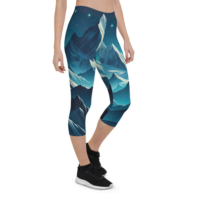 Sternenklare Nacht über den Alpen, Vollmondschein auf Schneegipfeln - Capri Leggings (All-Over Print) berge xxx yyy zzz