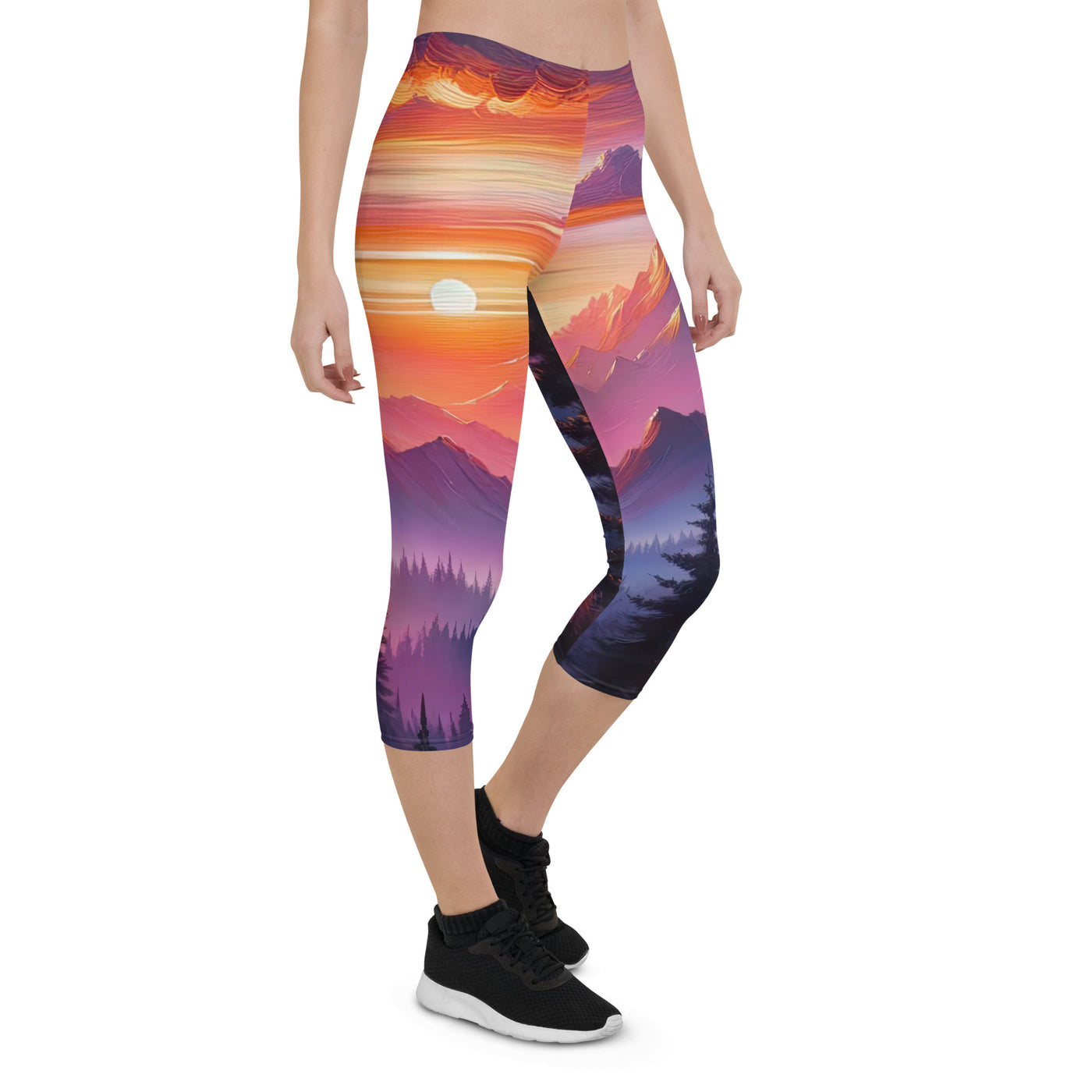 Ölgemälde der Alpenlandschaft im ätherischen Sonnenuntergang, himmlische Farbtöne - Capri Leggings (All-Over Print) berge xxx yyy zzz