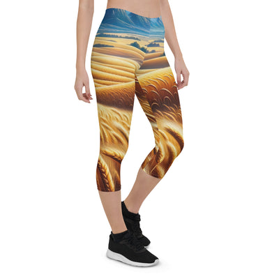 Ölgemälde eines weiten bayerischen Weizenfeldes, golden im Wind (TR) - Capri Leggings (All-Over Print) xxx yyy zzz