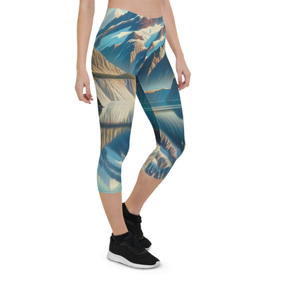 Ölgemälde eines unberührten Sees, der die Bergkette spiegelt - Capri Leggings (All-Over Print) berge xxx yyy zzz