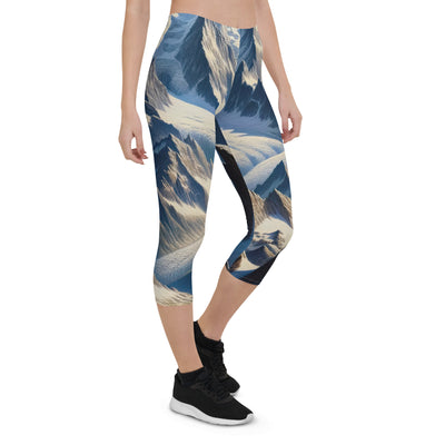 Ölgemälde der Alpen mit hervorgehobenen zerklüfteten Geländen im Licht und Schatten - Capri Leggings (All-Over Print) berge xxx yyy zzz