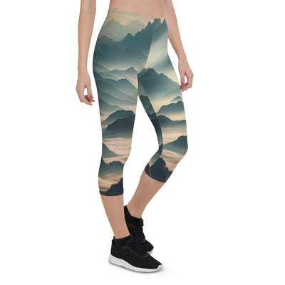 Foto der Alpen im Morgennebel, majestätische Gipfel ragen aus dem Nebel - Capri Leggings (All-Over Print) berge xxx yyy zzz