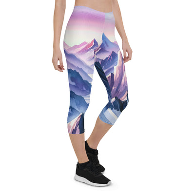 Aquarell eines Bergsteigers auf einem Alpengipfel in der Abenddämmerung - Capri Leggings (All-Over Print) wandern xxx yyy zzz