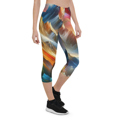 Lebendige abstrakte Alpendarstellung in populärem Kunststil - Capri Leggings (All-Over Print) berge xxx yyy zzz