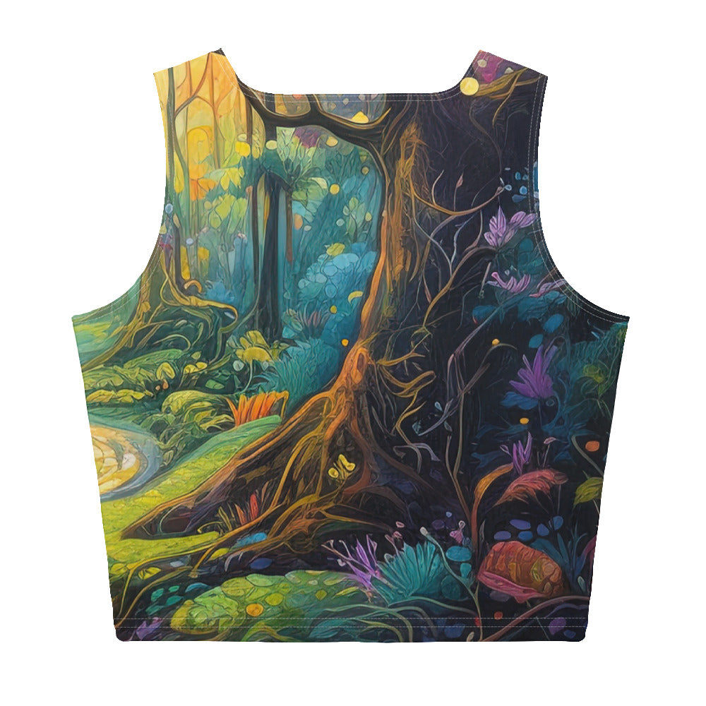 Wald und Wanderweg - Bunte, farbenfrohe Malerei - Damen Crop Top (All-Over Print) camping xxx XL