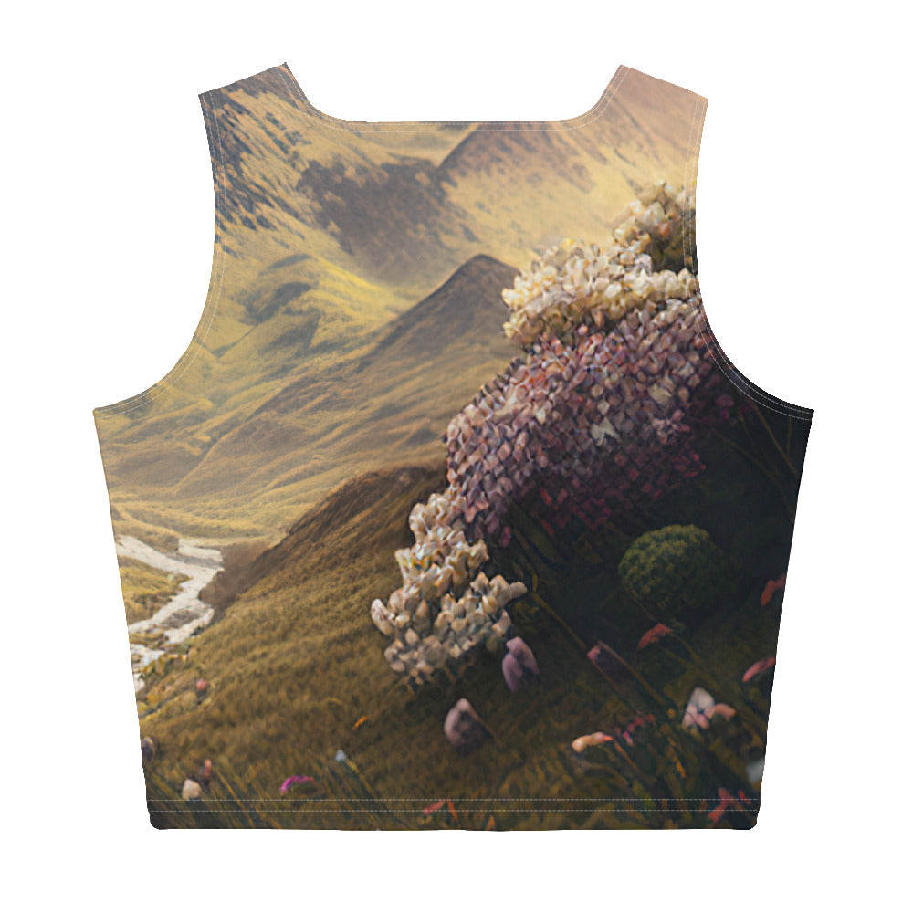 Epischer Berg, steiniger Weg und Blumen - Realistische Malerei - Damen Crop Top (All-Over Print) berge xxx XL