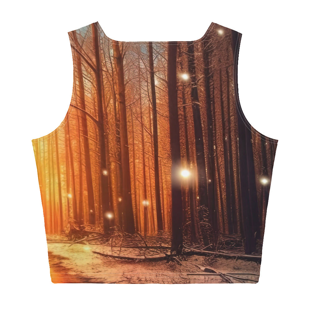 Bäume im Winter, Schnee, Sonnenaufgang und Fluss - Damen Crop Top (All-Over Print) camping xxx XL