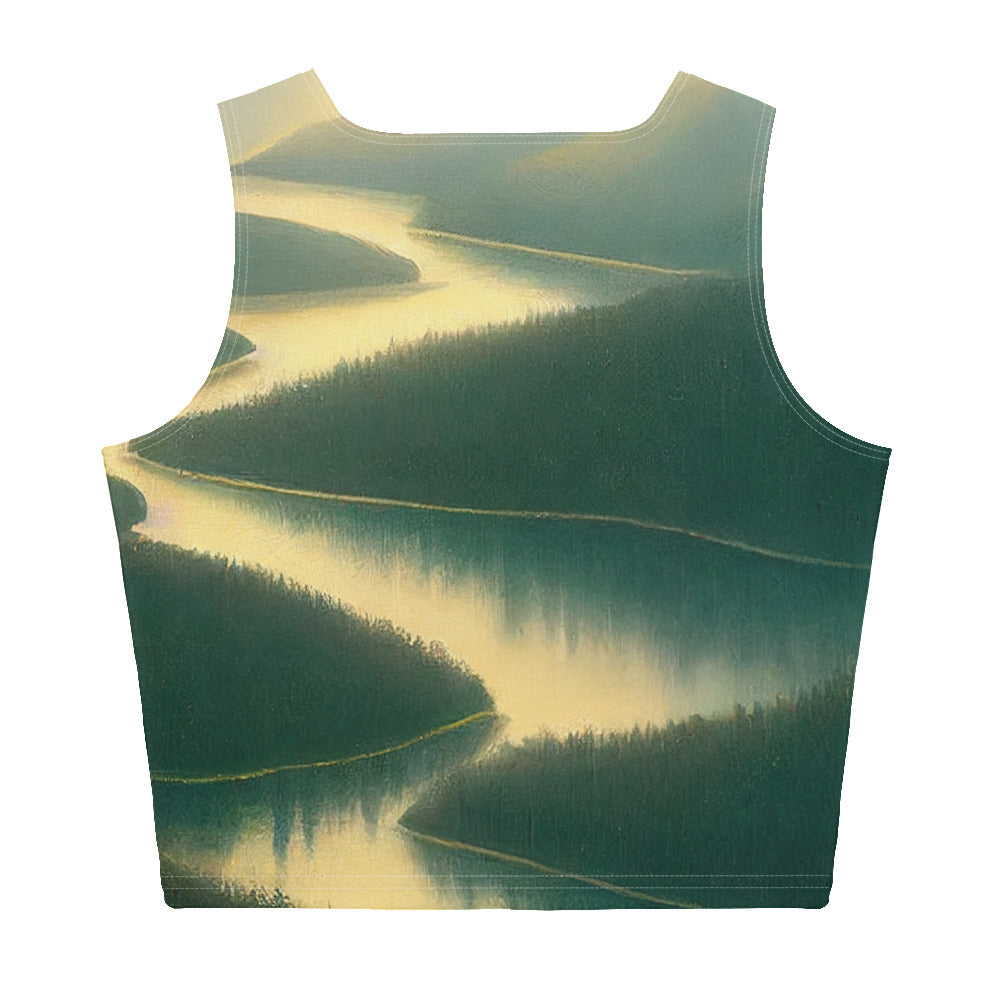 Landschaft mit Bergen, See und viel grüne Natur - Malerei - Damen Crop Top (All-Over Print) berge xxx XL