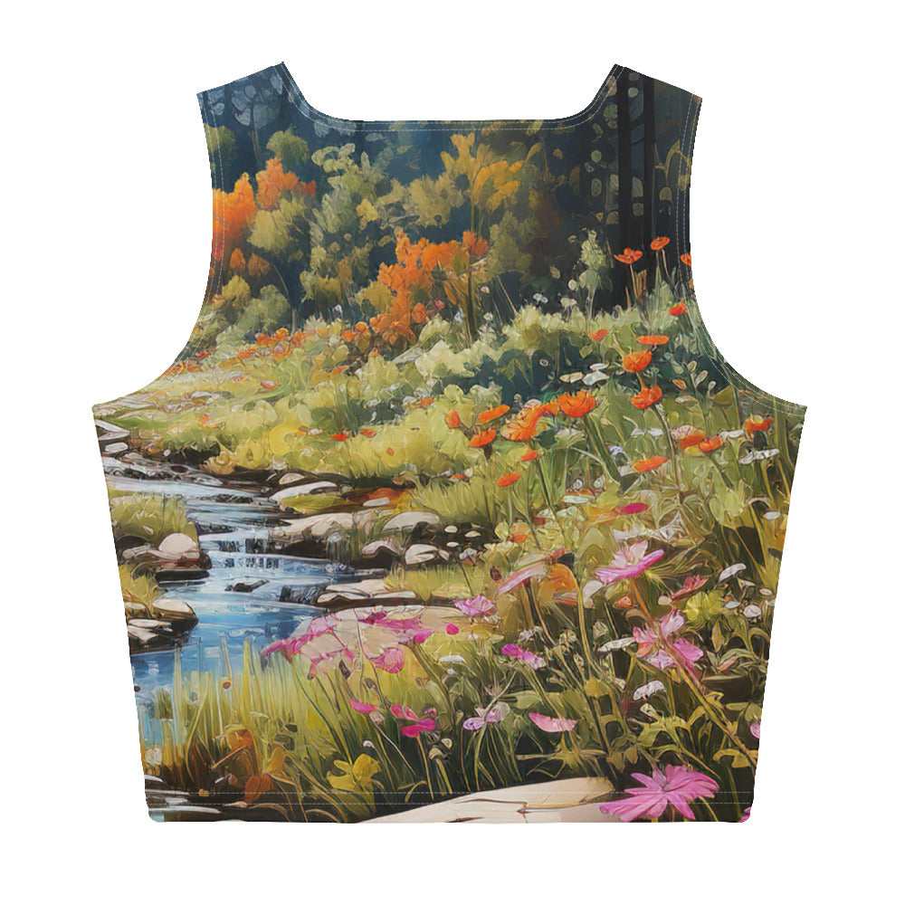 Berge, schöne Blumen und Bach im Wald - Damen Crop Top (All-Over Print) berge xxx XL