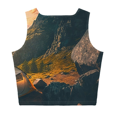 Zelt auf Berg im Sonnenaufgang - Landschafts - Damen Crop Top (All-Over Print) camping xxx XL