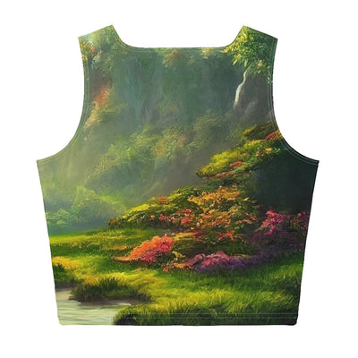 Bach im tropischen Wald - Landschaftsmalerei - Damen Crop Top (All-Over Print) camping xxx XL