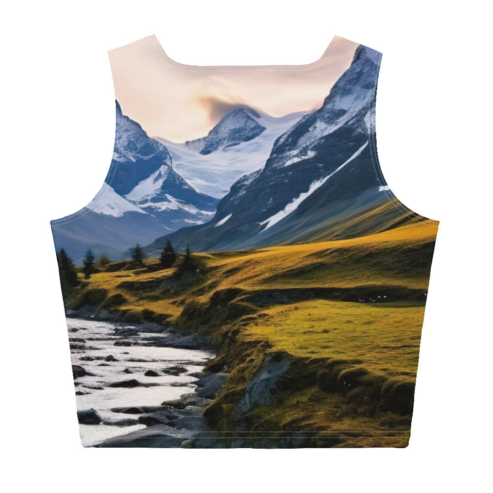 Berge und steiniger Bach - Epische Stimmung - Damen Crop Top (All-Over Print) berge xxx XL