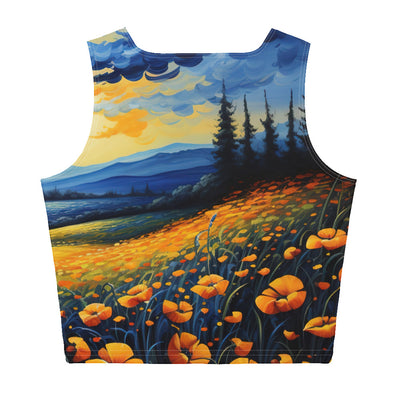 Berglandschaft mit schönen gelben Blumen - Landschaftsmalerei - Damen Crop Top (All-Over Print) berge xxx XL