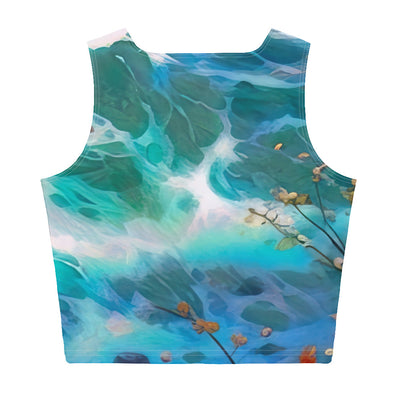 Berge, Blumen, Fluss und Steine - Malerei - Damen Crop Top (All-Over Print) camping xxx XL