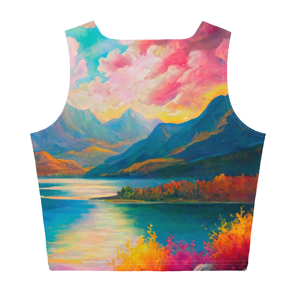 Berglandschaft und Bergsee - Farbige Ölmalerei - Damen Crop Top (All-Over Print) berge xxx XL