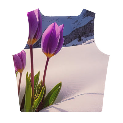 Tulpen im Schnee und in den Bergen - Blumen im Winter - Damen Crop Top (All-Over Print) berge xxx XL