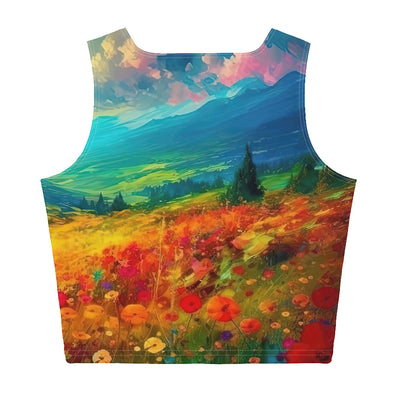 Berglandschaft und schöne farbige Blumen - Malerei - Damen Crop Top (All-Over Print) berge xxx XL