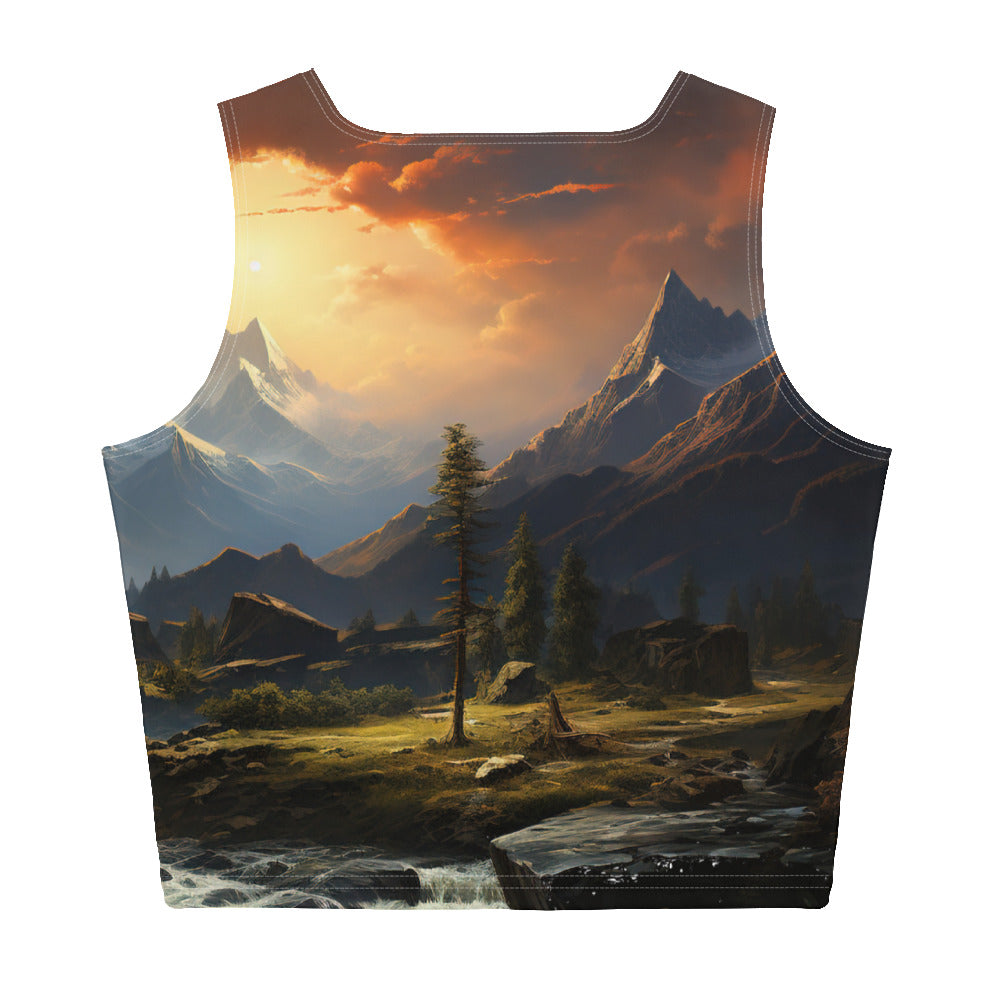 Berge, Sonne, steiniger Bach und Wolken - Epische Stimmung - Damen Crop Top (All-Over Print) berge xxx XL