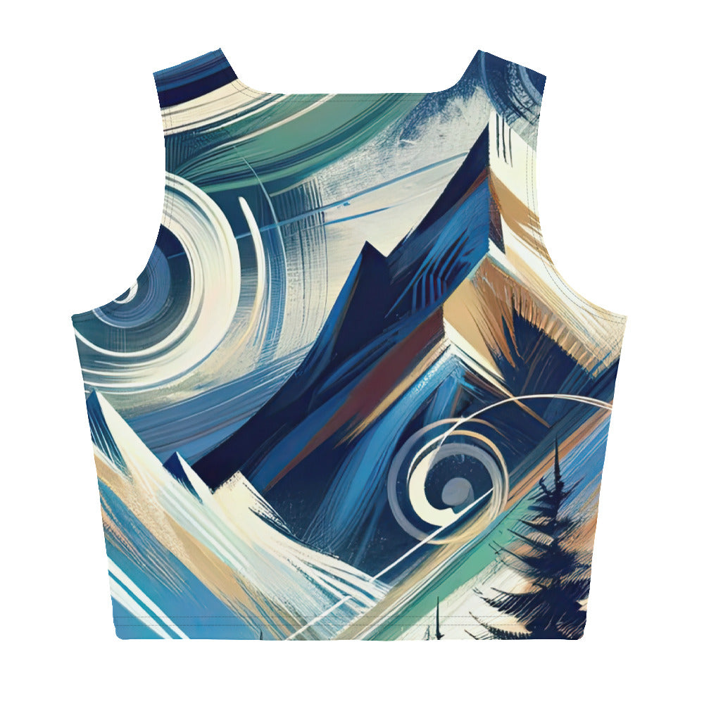 Abstrakte Kunst, die die Essenz der Alpen einfängt. Kräftige Pinselstriche stellen Gipfel und Muster dar - Damen Crop Top (All-Over Print) berge xxx yyy zzz XL