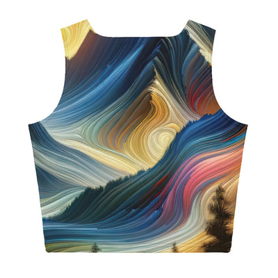 Abstraktes Kunstgemälde der Alpen mit wirbelnden, lebendigen Farben und dynamischen Mustern. Wanderer Silhouette - All-Over Print Crop wandern xxx yyy zzz XL