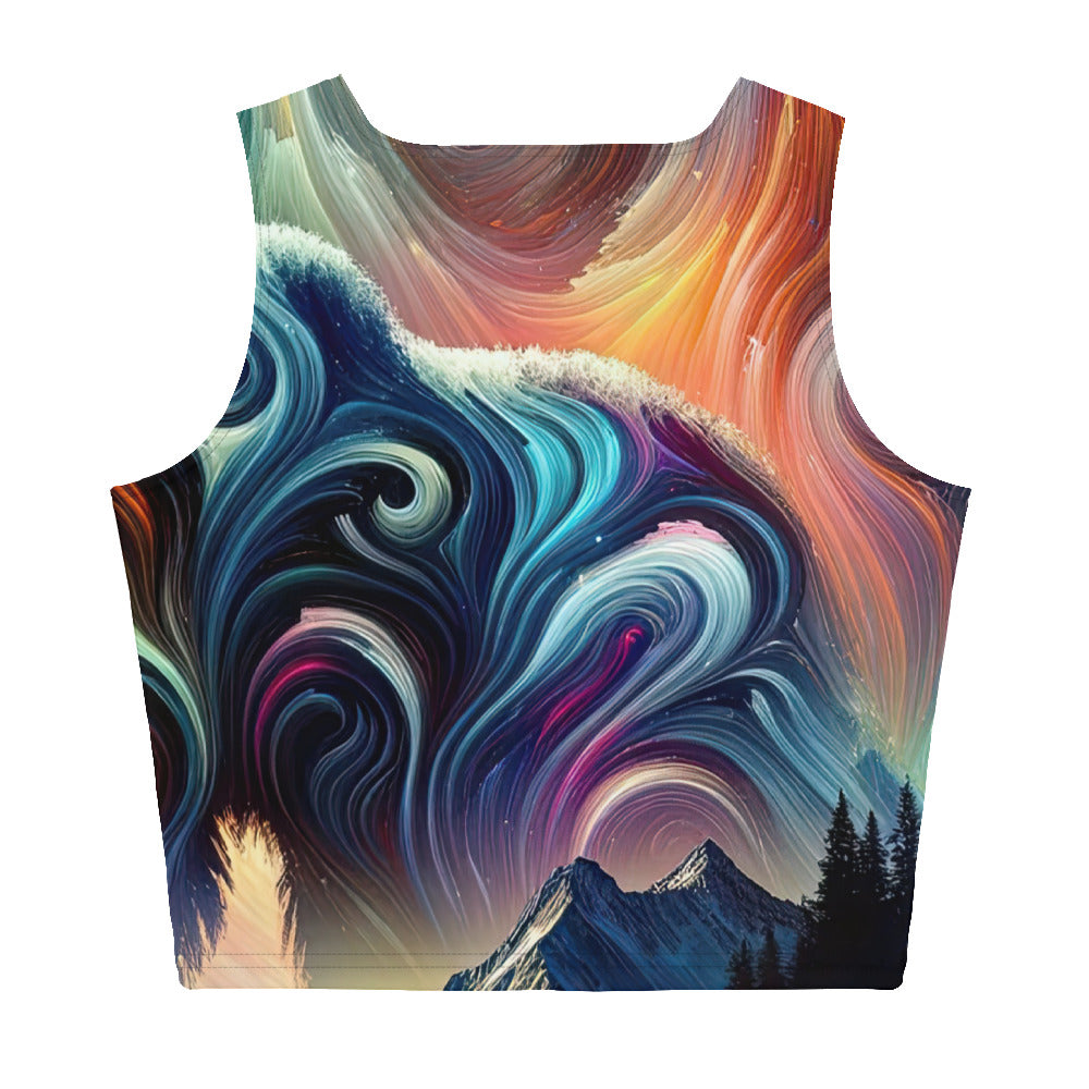 Abstrakte Kunst, die majestätischen Alpen mit Farben und komplizierten Mustern darstellt. Markante Bären Silhouette - All-Over Print camping xxx yyy zzz XL