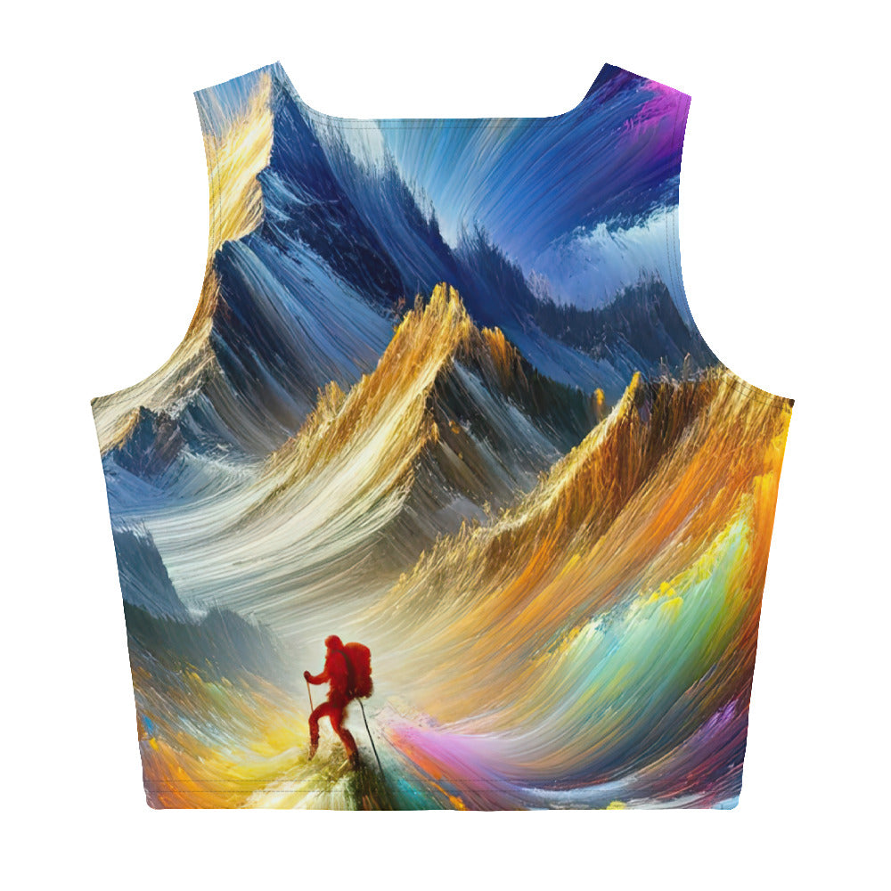 Alpen im Farbsturm mit erleuchtetem Wanderer - Abstrakt - Damen Crop Top (All-Over Print) wandern xxx yyy zzz XL