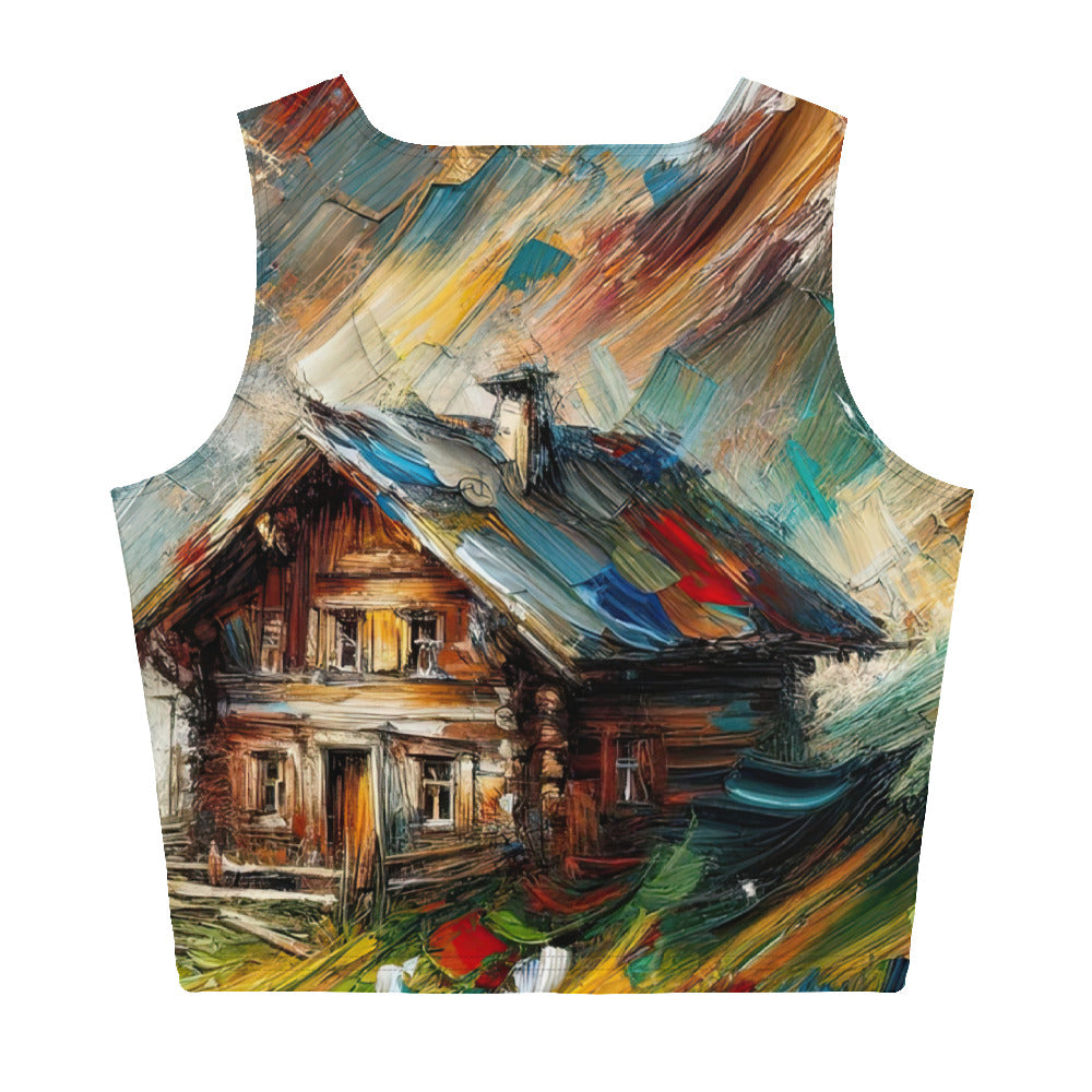 Expressionistisches Farbchaos der Alpen und Schönheit der Berge - Abstrakt - Damen Crop Top (All-Over Print) berge xxx yyy zzz XL