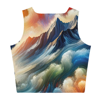 Lebendige Alpen und Bären Sillhouette über Berggipfel - Abstraktes Gemälde - Damen Crop Top (All-Over Print) camping xxx yyy zzz XL