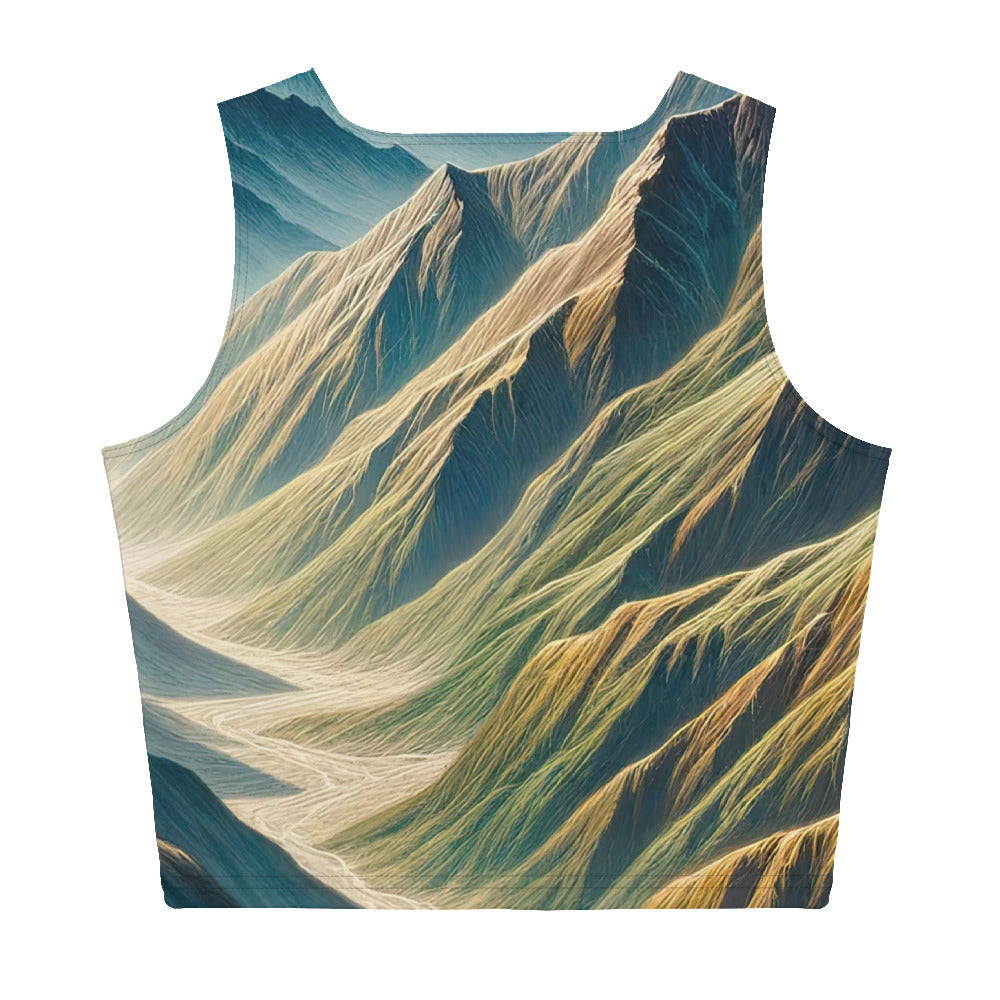 Berglandschaft: Acrylgemälde mit hervorgehobenem Pfad - Damen Crop Top (All-Over Print) berge xxx yyy zzz XL