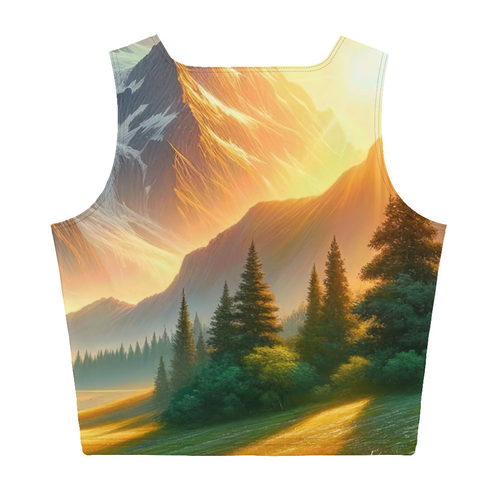 Heitere Alpenschönheit: Schneeberge und Wildblumenwiesen - Damen Crop Top (All-Over Print) berge xxx yyy zzz XL