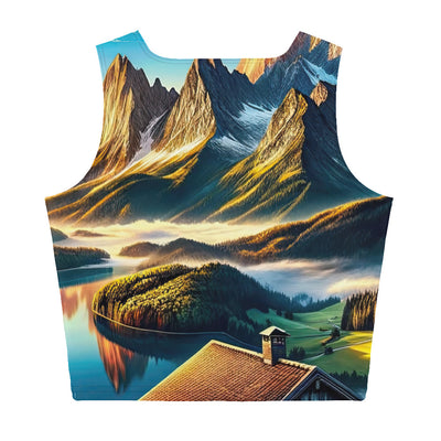 Alpen Gebirge im Morgenlicht: Kunstwerk mit Deutsche Flagge - Damen Crop Top (All-Over Print) berge xxx yyy zzz XL