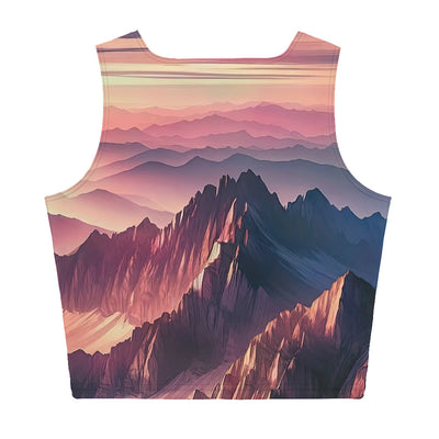 Schöne Berge bei Sonnenaufgang: Malerei in Pastelltönen - Damen Crop Top (All-Over Print) berge xxx yyy zzz XL