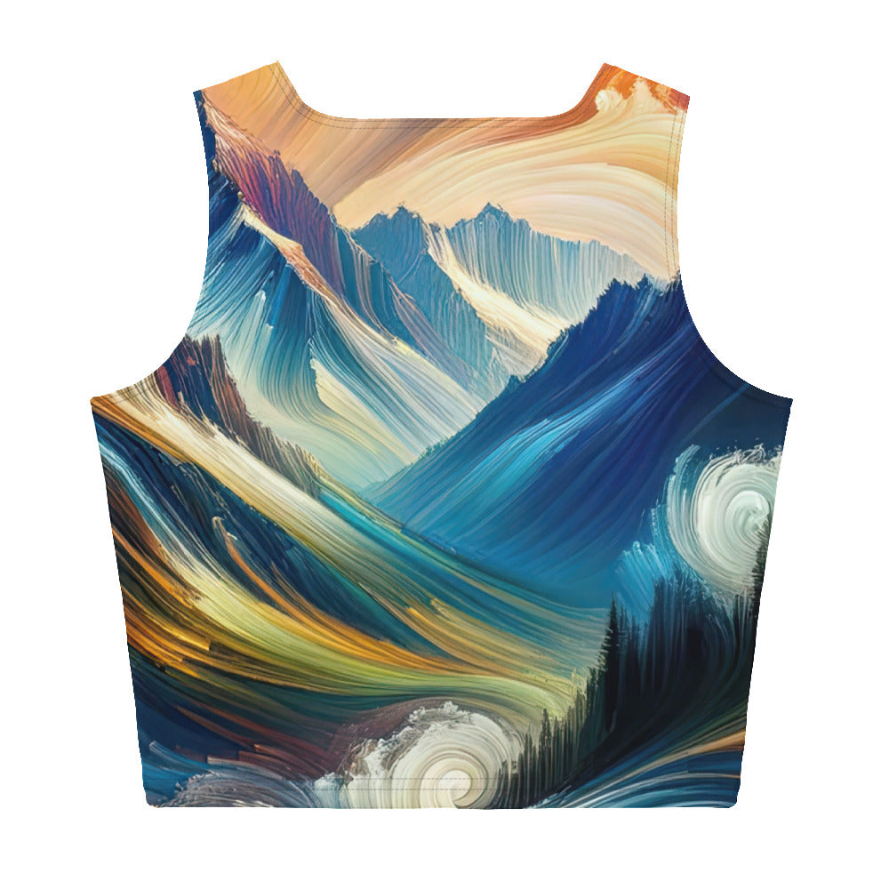 Abstrakte Kunst der Alpen mit lebendigen Farben und wirbelnden Mustern, majestätischen Gipfel und Täler - Damen Crop Top (All-Over Print) berge xxx yyy zzz XL