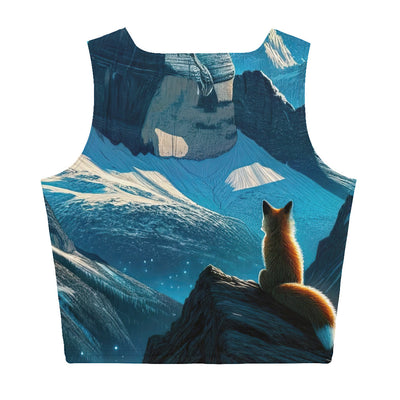 Fuchs in Alpennacht: Digitale Kunst der eisigen Berge im Mondlicht - Damen Crop Top (All-Over Print) camping xxx yyy zzz XL