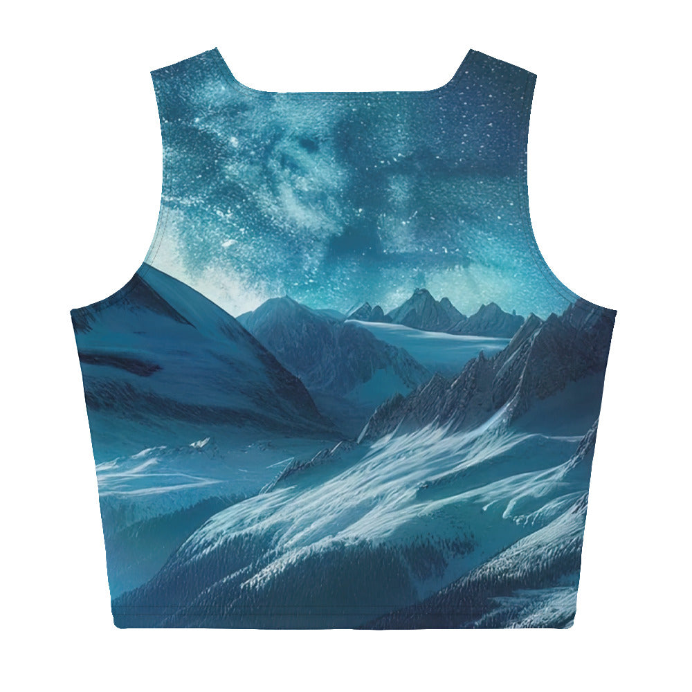 Winterabend in den Bergen: Digitale Kunst mit Sternenhimmel - Damen Crop Top (All-Over Print) berge xxx yyy zzz XL