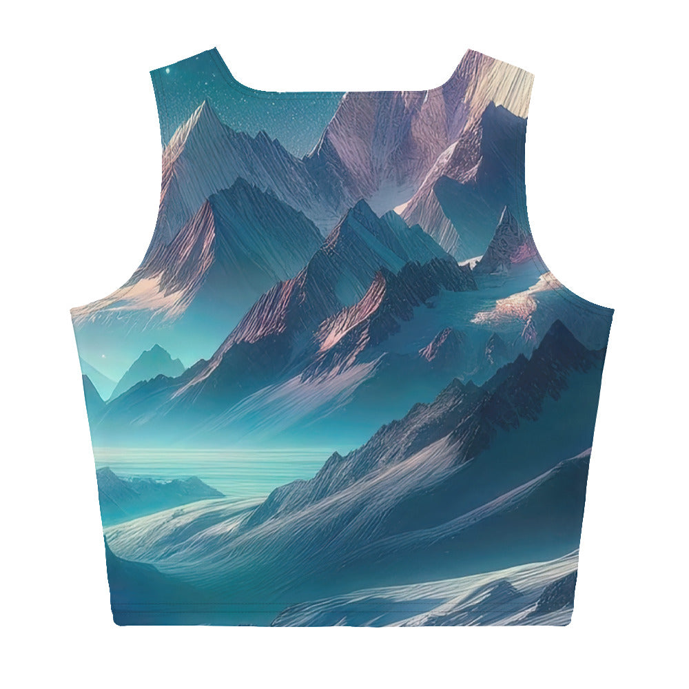 Stille Alpennacht: Digitale Kunst mit Gipfeln und Sternenteppich - Damen Crop Top (All-Over Print) wandern xxx yyy zzz XL