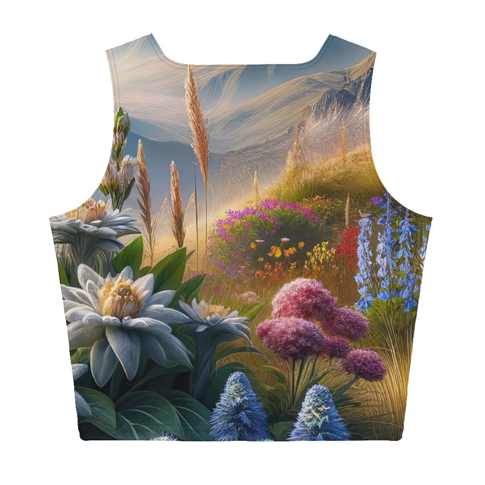 Alpine Flora: Digitales Kunstwerk mit lebendigen Blumen - Damen Crop Top (All-Over Print) berge xxx yyy zzz XL