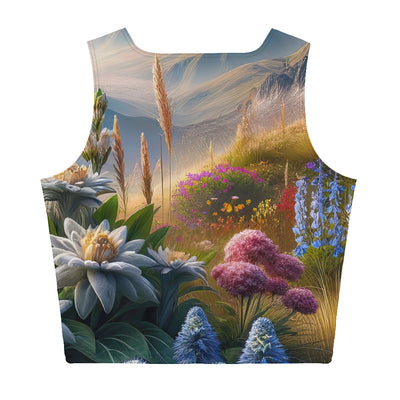 Alpine Flora: Digitales Kunstwerk mit lebendigen Blumen - Damen Crop Top (All-Over Print) berge xxx yyy zzz XL