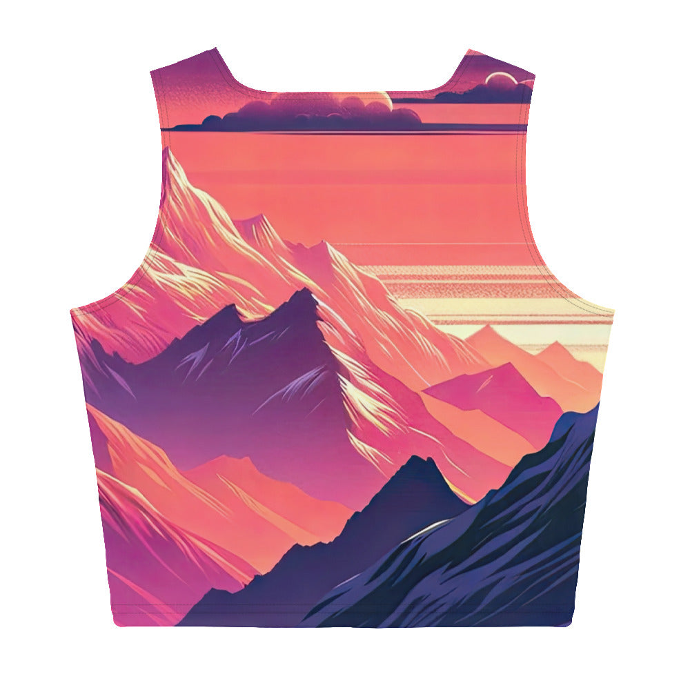 Fuchs im dramatischen Sonnenuntergang: Digitale Bergillustration in Abendfarben - Damen Crop Top (All-Over Print) camping xxx yyy zzz XL